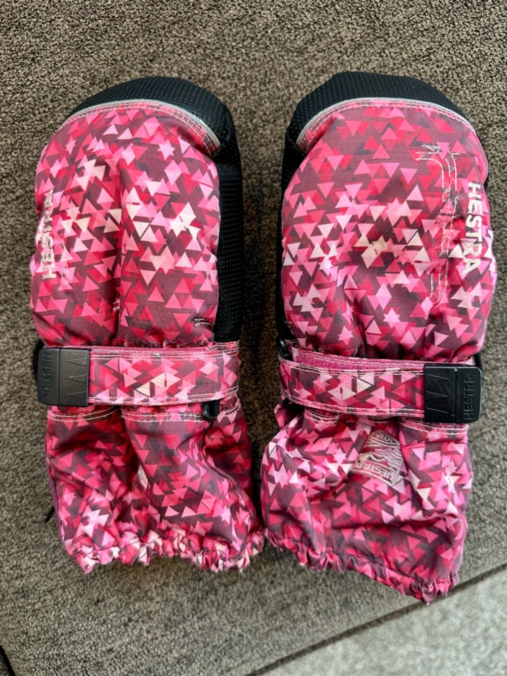 Hestra Kids Pink & Magenta Geo-Print Winter Mittens